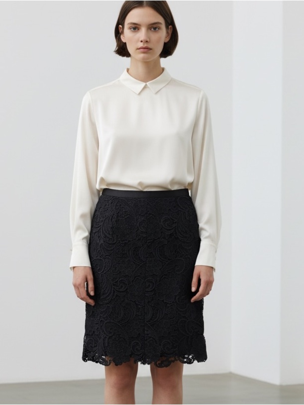 Adrianna Papell Evening Black Lace Skirt 12
